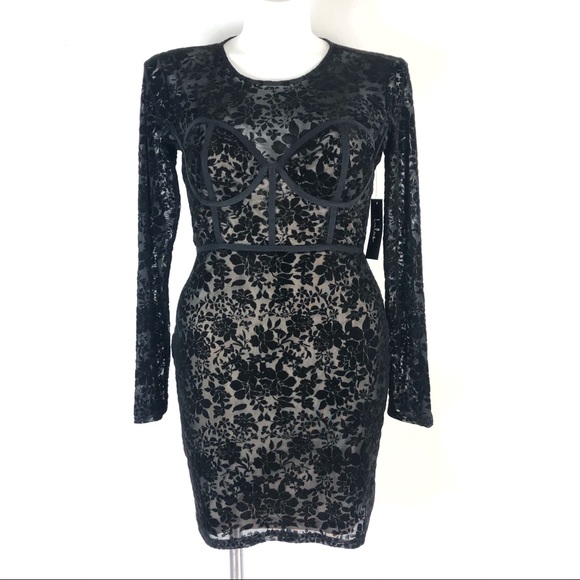 SOLD Lulus Cor-Set to Go Black Burnout Velvet - Picture 2 of 14